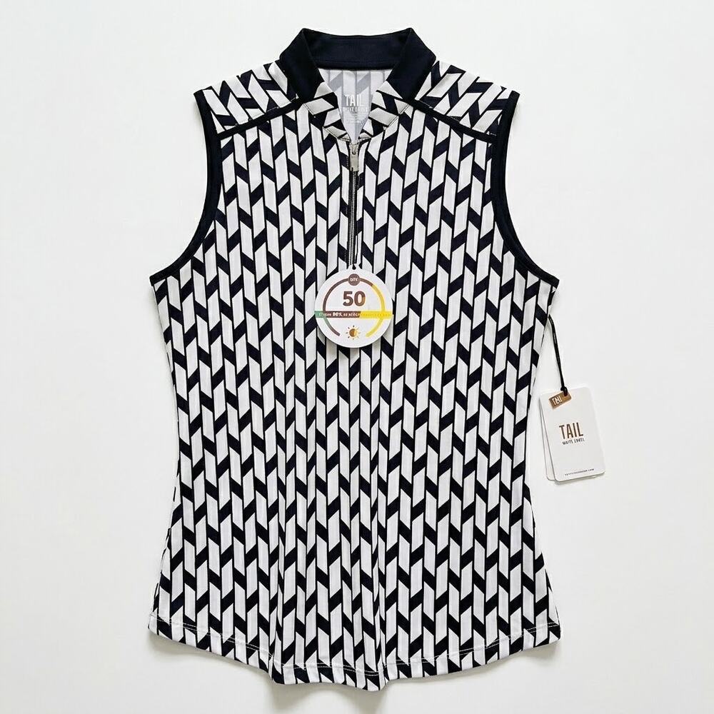 Tail White Label Darly Top Magnetic Geo Black White Golf Tennis UPF 50 Womens XS